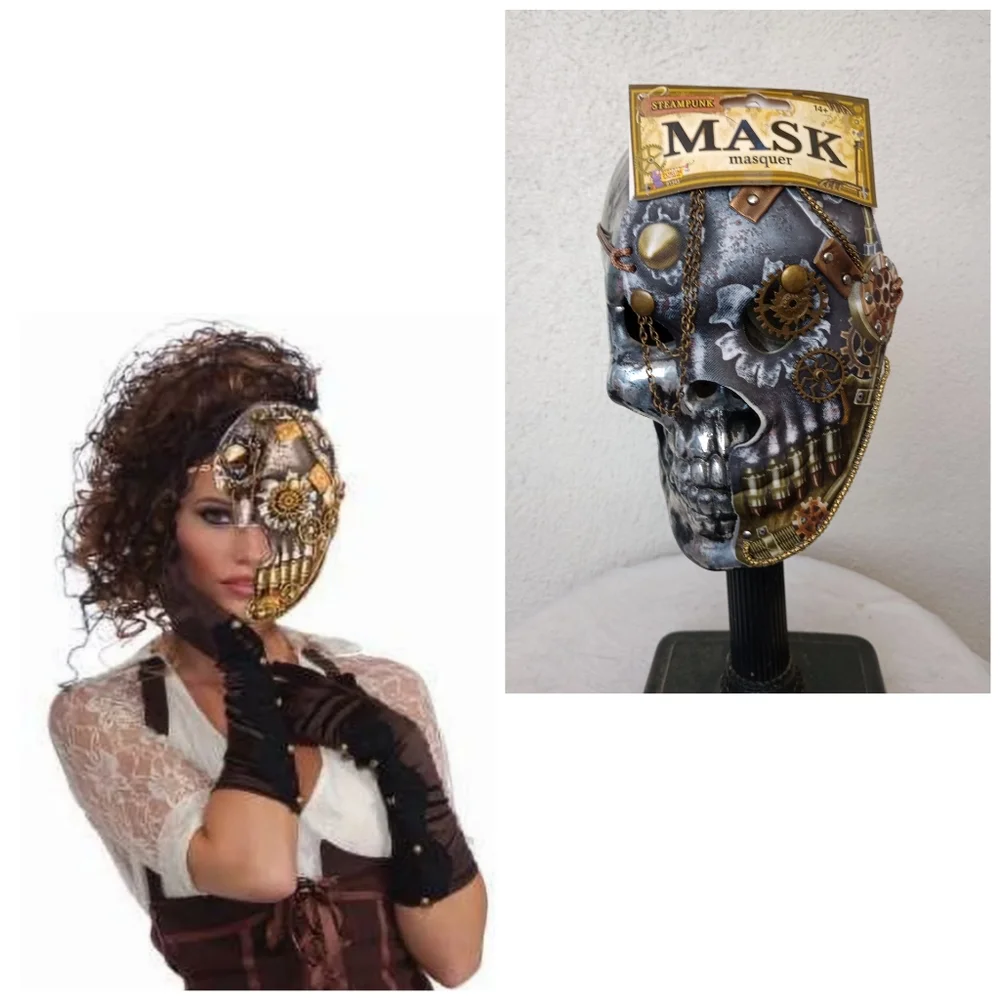 Steampunk Half Mask Cosplay Halloween Costume Party Themed Festival Western